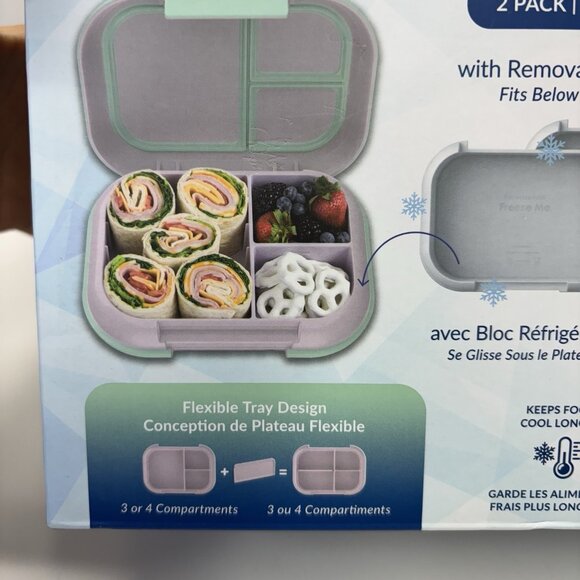 New Bentgo Chill XL 5 Cup Lunch Box Set Ice Pack 3/4 Compartment 8B03WB Green - Picture 10 of 10